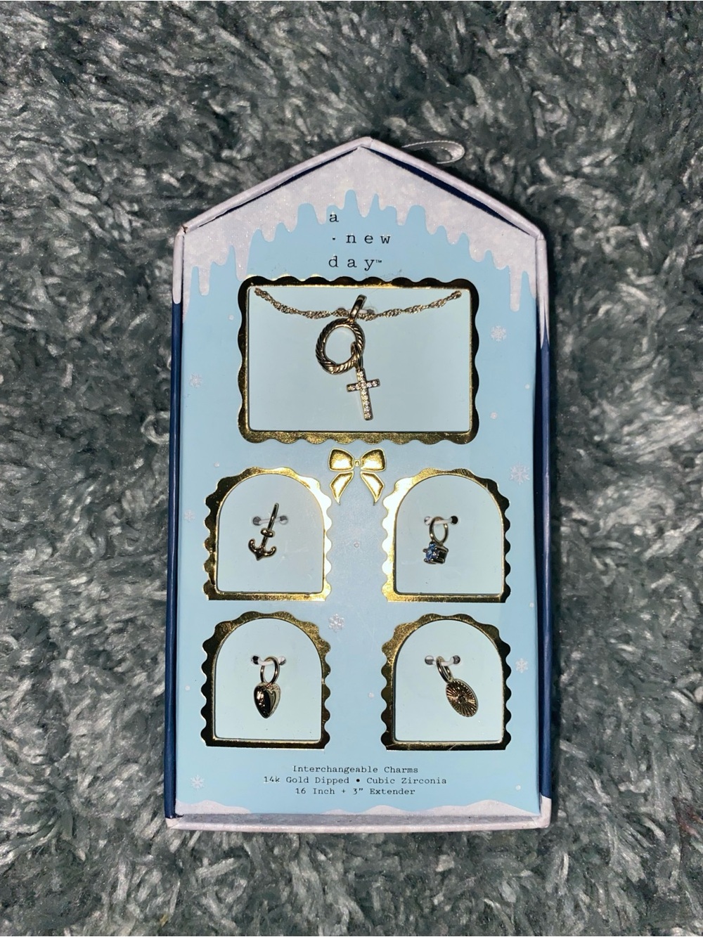 a new day Royal Blue and Gold Accent Jewelry Packaging Detail
